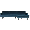 BePureHome Rodeo Velvet Met Chaise Longue Rechts Blauw