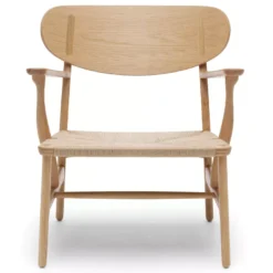 Carl Hansen & Son CH22 Fauteuil Geolied Eiken, Eiken Cover Cap, Natural Paper Cord