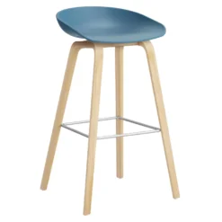 Hay AAS32 Barkruk 75cm Gezeept Eiken Onderstel Azure Blue