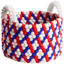Hay Bead Basket Mand Red Basket Weave