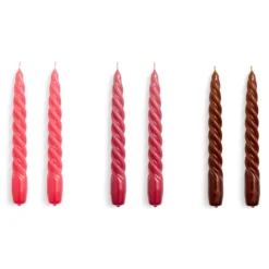 Hay Candle Twist Kaarsen Set Van 6 Raspberry, Dark Punch, Brown