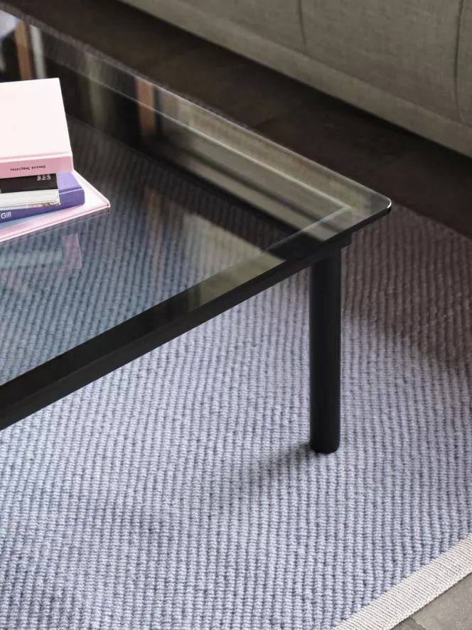 Hay Kofi Salontafel Zwart Gelakt Eiken 80x80 Grijs Glas 3 Hay Kofi Salontafel Zwart Gelakt Eiken 80x80 Grijs Glas - Afbeelding 3