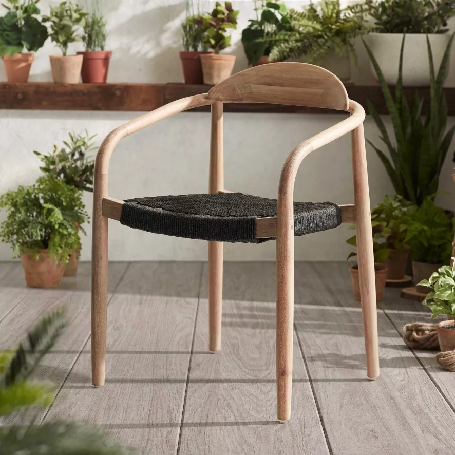 Kave Home Nina Stoel Eucalyptus Mat Zwart Met Zwart Koord 5 Kave Home Nina Stoel Eucalyptus Mat Zwart Met Zwart Koord - Afbeelding 5