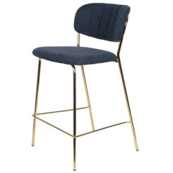 Livingstone Design Barkruk Parton Goud Onderstel 65 Donkerblauw