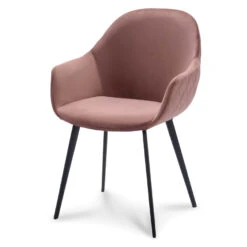 Livingstone Design Victoria Eetkamerstoel Met Armleuning Velvet Old Pink