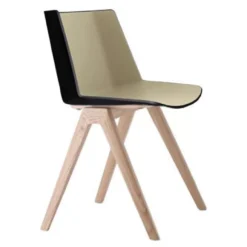 MDF Italia Aïku Wood Stoel Gebleekt Eiken Onderstel Zwart - Military Green