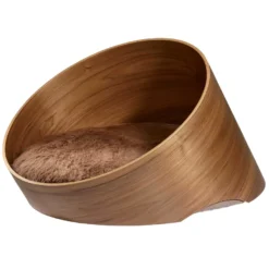 MiaCara Covo Kattenmand Ø60 Walnoot, Kussen Taupe