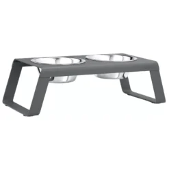 MiaCara Desco Hondenvoerbak Medium Aluminium Grijs