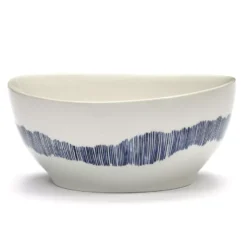Serax Feast By Ottolenghi Kom Ø16 White Swirl Stripes Blue