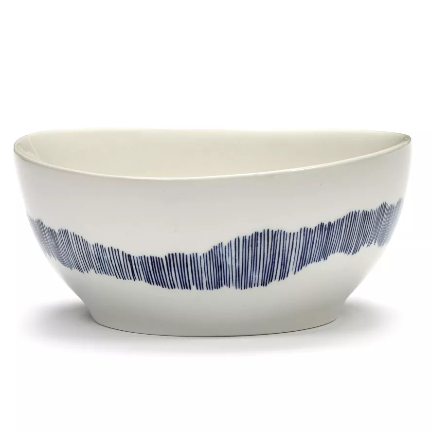 Serax Feast By Ottolenghi Kom Ø16 White Swirl Stripes Blue 1 Serax Feast By Ottolenghi Kom Ø16 White Swirl Stripes Blue