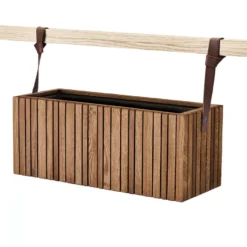 Squarely Copenhagen GrowWIDE Balkon Plantenbak, Dark Oak, Bruin Leer 48cm