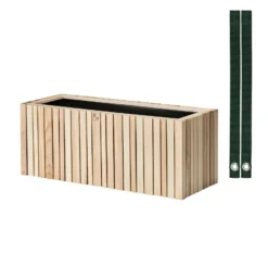 Squarely Copenhagen GrowWIDE Balkon Plantenbak, Natural Ash, Fabric Groen 48cm
