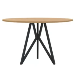 Studio HENK Butterfly Tripod Tafel 100, Zwart Frame, Hardwax Light 3041, Rechte Hoeken