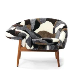 Warm Nordic Fried Egg Sheepskin Fauteuil Patchwork